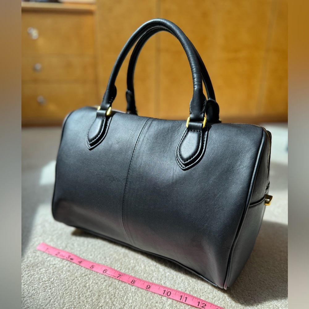 Vintage J. Crew Black Leather Top Handle Satchel Doctor Bag Purse New w/o tags! - Picture 2 of 13